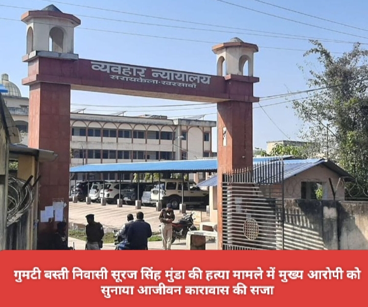 गुमटी बस्ती निवासी सूरज सिंह मुंडा की हत्या मामले में मुख्य आरोपी को सुनाया आजीवन कारावास की सजा।