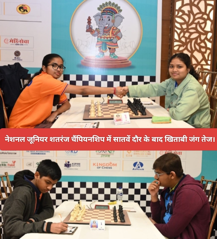 नेशनल जूनियर शतरंज चैंपियनशिप में सातवें दौर के बाद खिताबी जंग तेज।