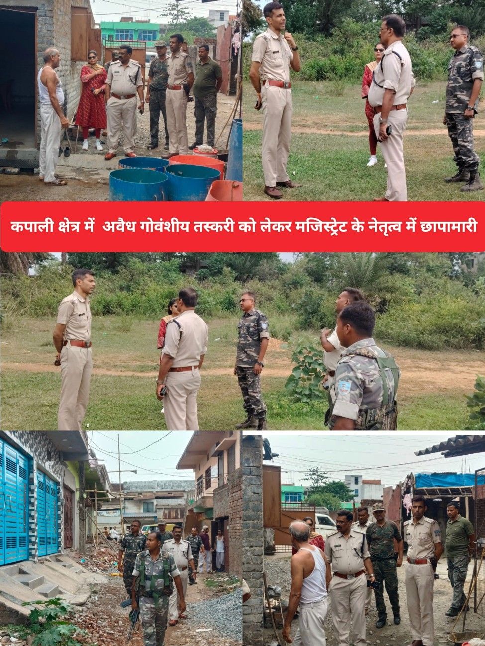 कपाली क्षेत्र में अवैध गोवंशीय तस्करी को लेकर मजिस्ट्रेट के नेतृत्व में छापामारी