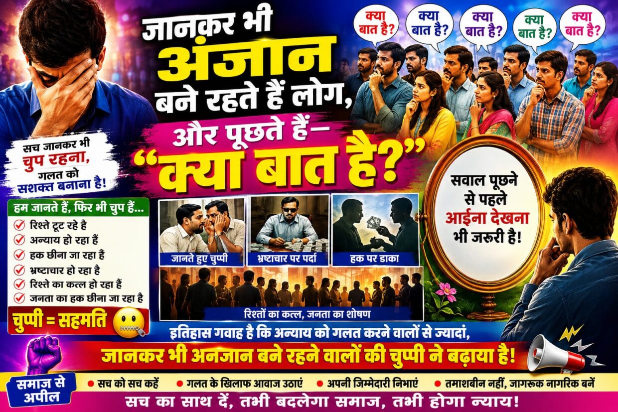 जानकर भी अंजान बने रहते हैं लोग, और पूछते हैं—कि “क्या बात है?”